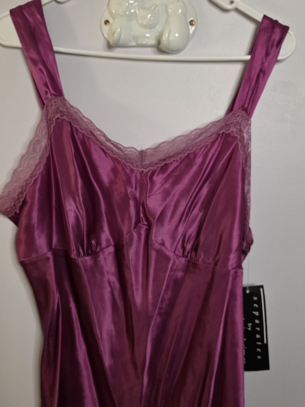 Separates By NYC Design Co Satin Lace-Trim Cami in Magenta Sz XL